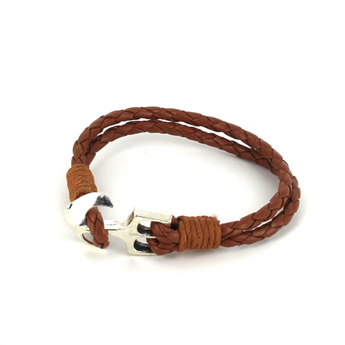 Geflochtenes Lederarmband mit Anker