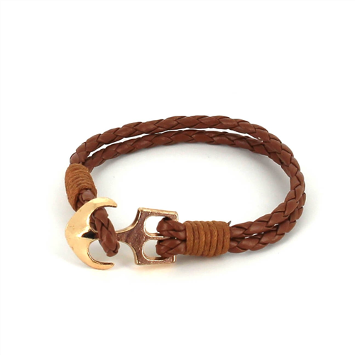Geflochtenes Lederarmband mit Anker