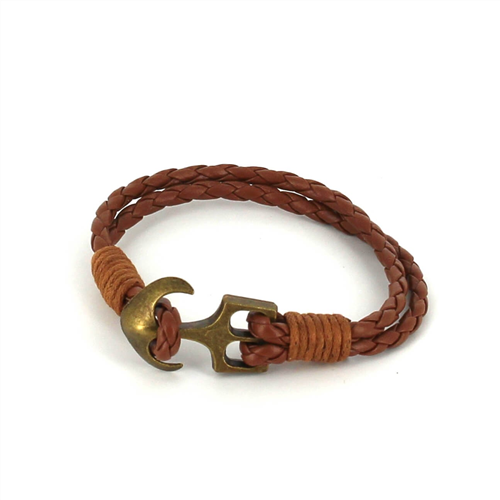 Geflochtenes Lederarmband mit Anker