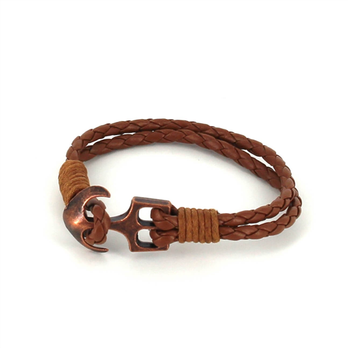 Geflochtenes Lederarmband mit Anker
