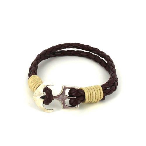Geflochtenes Lederarmband mit Anker