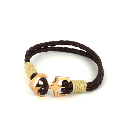 Geflochtenes Lederarmband mit Anker