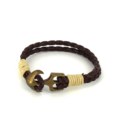 Geflochtenes Lederarmband mit Anker