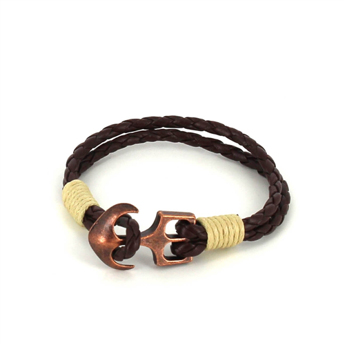 Geflochtenes Lederarmband mit Anker