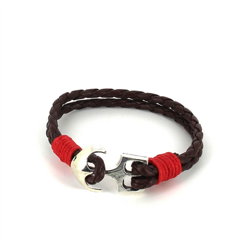 Geflochtenes Lederarmband mit Anker