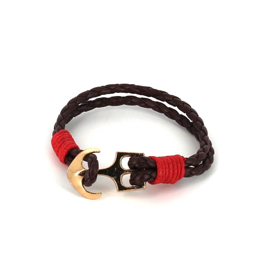 Geflochtenes Lederarmband mit Anker