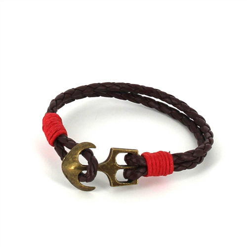 Geflochtenes Lederarmband mit Anker
