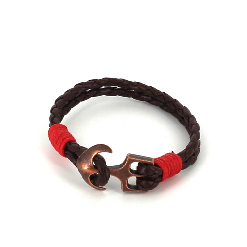 Geflochtenes Lederarmband mit Anker