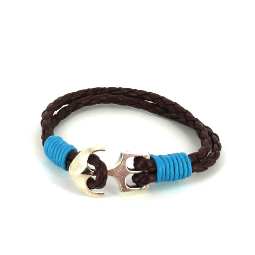 Geflochtenes Lederarmband mit Anker