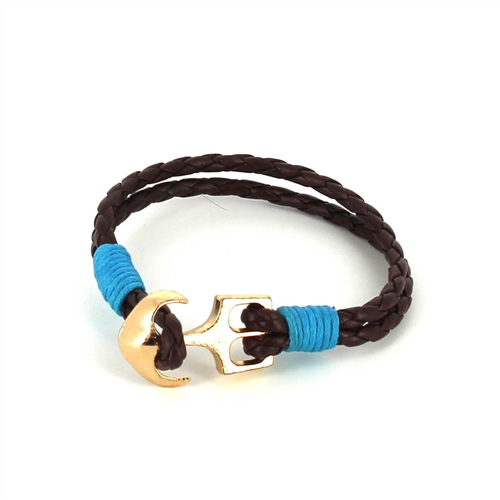Geflochtenes Lederarmband mit Anker