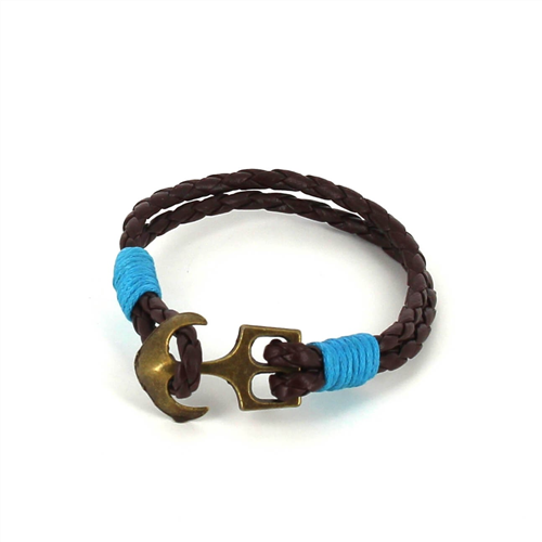 Geflochtenes Lederarmband mit Anker