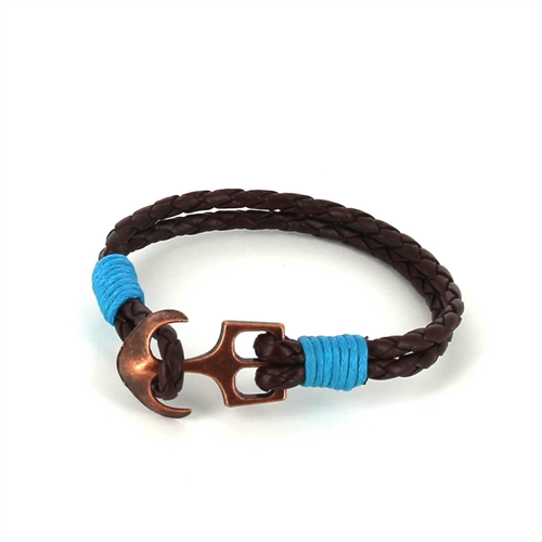 Geflochtenes Lederarmband mit Anker