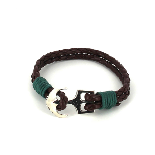 Geflochtenes Lederarmband mit Anker