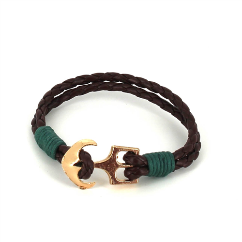 Geflochtenes Lederarmband mit Anker