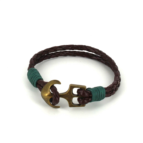 Geflochtenes Lederarmband mit Anker