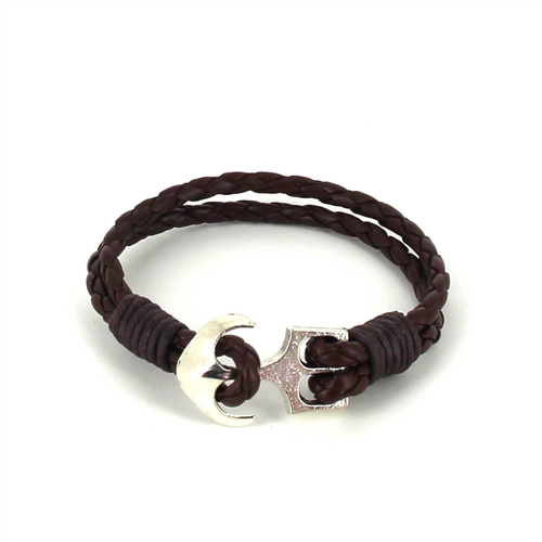 Geflochtenes Lederarmband mit Anker