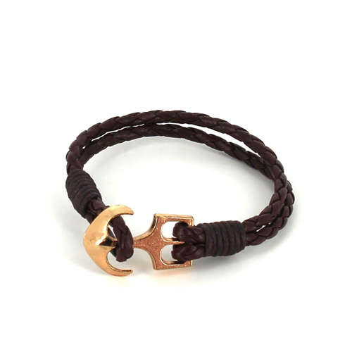 Geflochtenes Lederarmband mit Anker