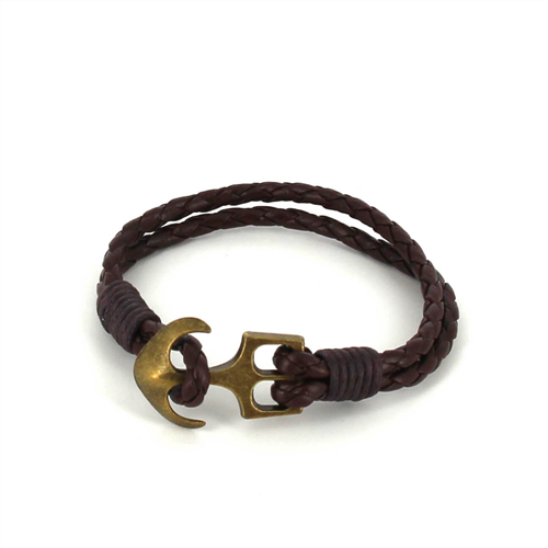 Geflochtenes Lederarmband mit Anker