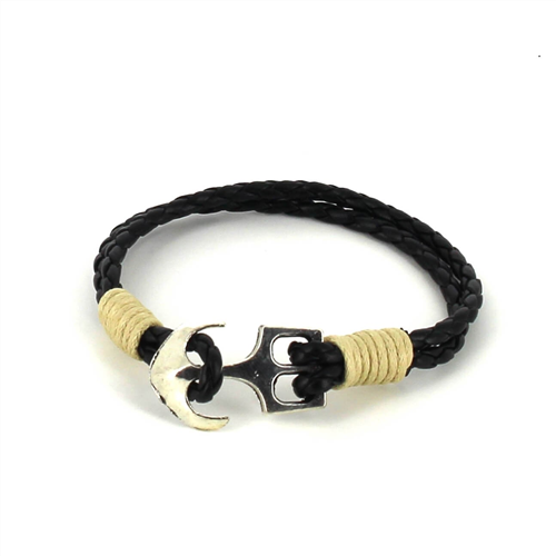 Geflochtenes Lederarmband mit Anker