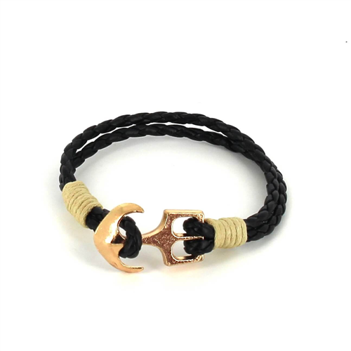 Geflochtenes Lederarmband mit Anker