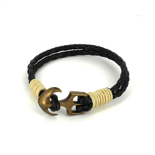 Geflochtenes Lederarmband mit Anker