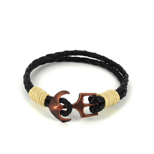 Geflochtenes Lederarmband mit Anker