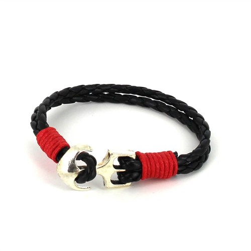 Geflochtenes Lederarmband mit Anker