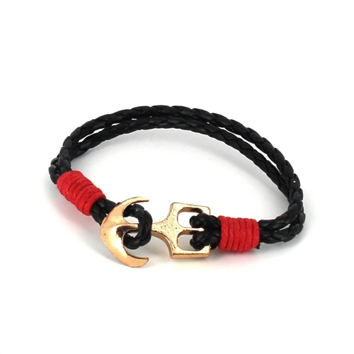 Geflochtenes Lederarmband mit Anker