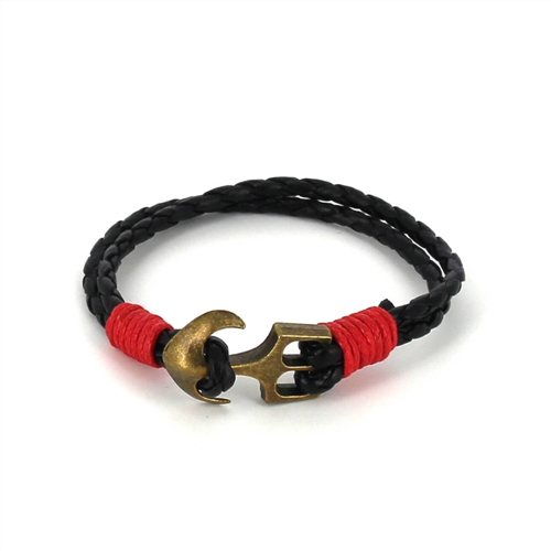 Geflochtenes Lederarmband mit Anker