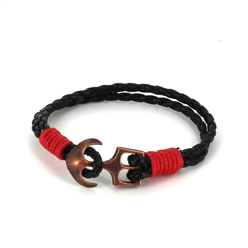 Geflochtenes Lederarmband mit Anker