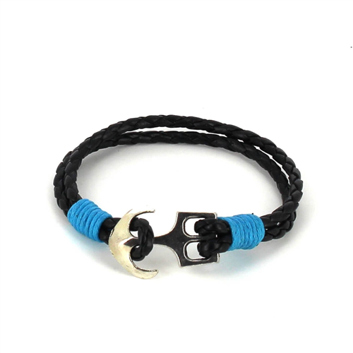 Geflochtenes Lederarmband mit Anker