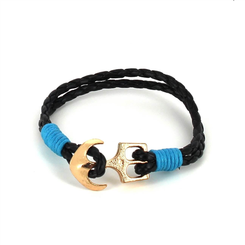 Geflochtenes Lederarmband mit Anker