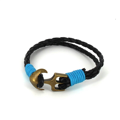 Geflochtenes Lederarmband mit Anker