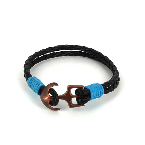 Geflochtenes Lederarmband mit Anker
