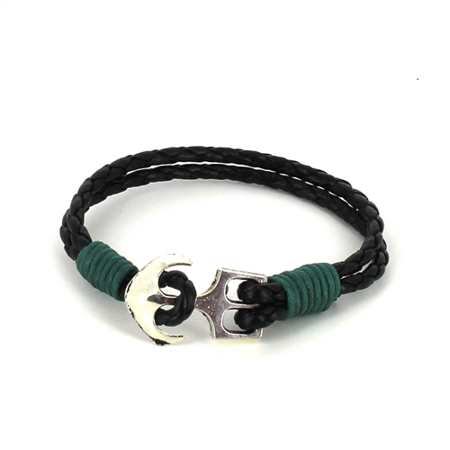 Geflochtenes Lederarmband mit Anker