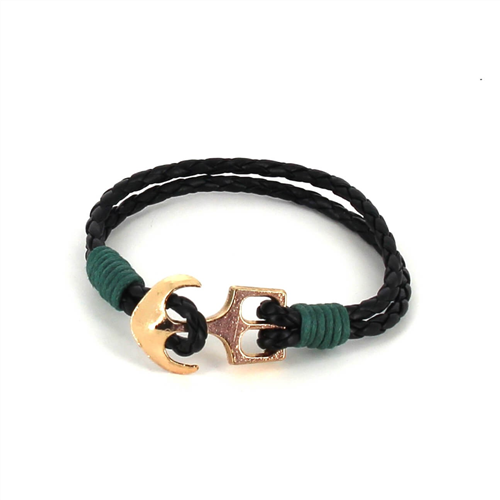 Geflochtenes Lederarmband mit Anker