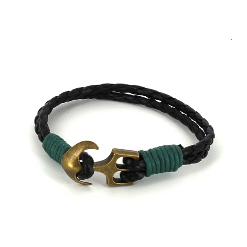 Geflochtenes Lederarmband mit Anker