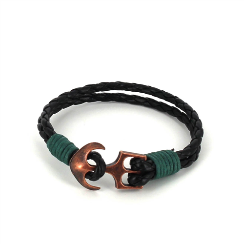 Geflochtenes Lederarmband mit Anker