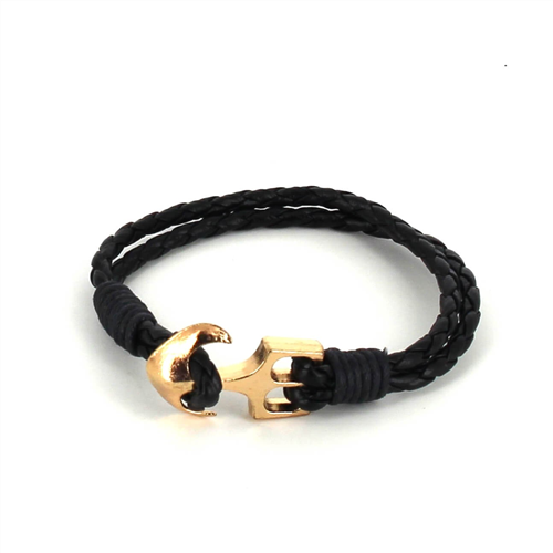 Geflochtenes Lederarmband mit Anker