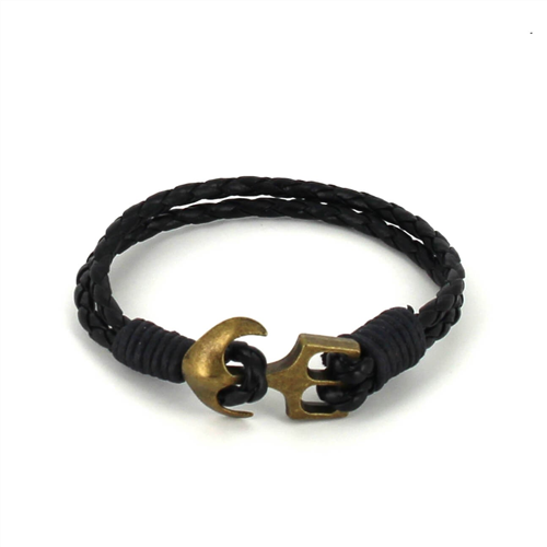 Geflochtenes Lederarmband mit Anker