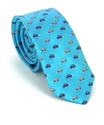 Schmale Krawatte mit blauen Kutschen