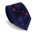 Schmale Krawatte mit Blumenmuster in Blau