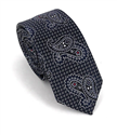 Schmale Paisley Krawatte in Marineblau und Schwarz