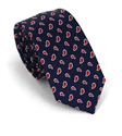Schmale Krawatte mit Paisley-Muster in Marineblau und Rot