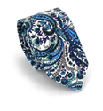 Schmale Paisley Krawatte in Weiß und Blau