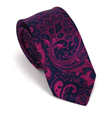 Schmale Krawatte mit Paisley-Muster in Fuchsia und Marineblau