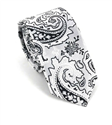 Schmale Paisley Krawatte in Grau Silber