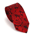 Schmale schwarze und rote Paisley-Krawatte