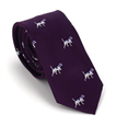 Schmale Krawatte mit lila Hundeprint