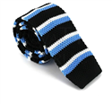 Krawatte Gestrickte Streifen Schwarz, Weiß und Blau